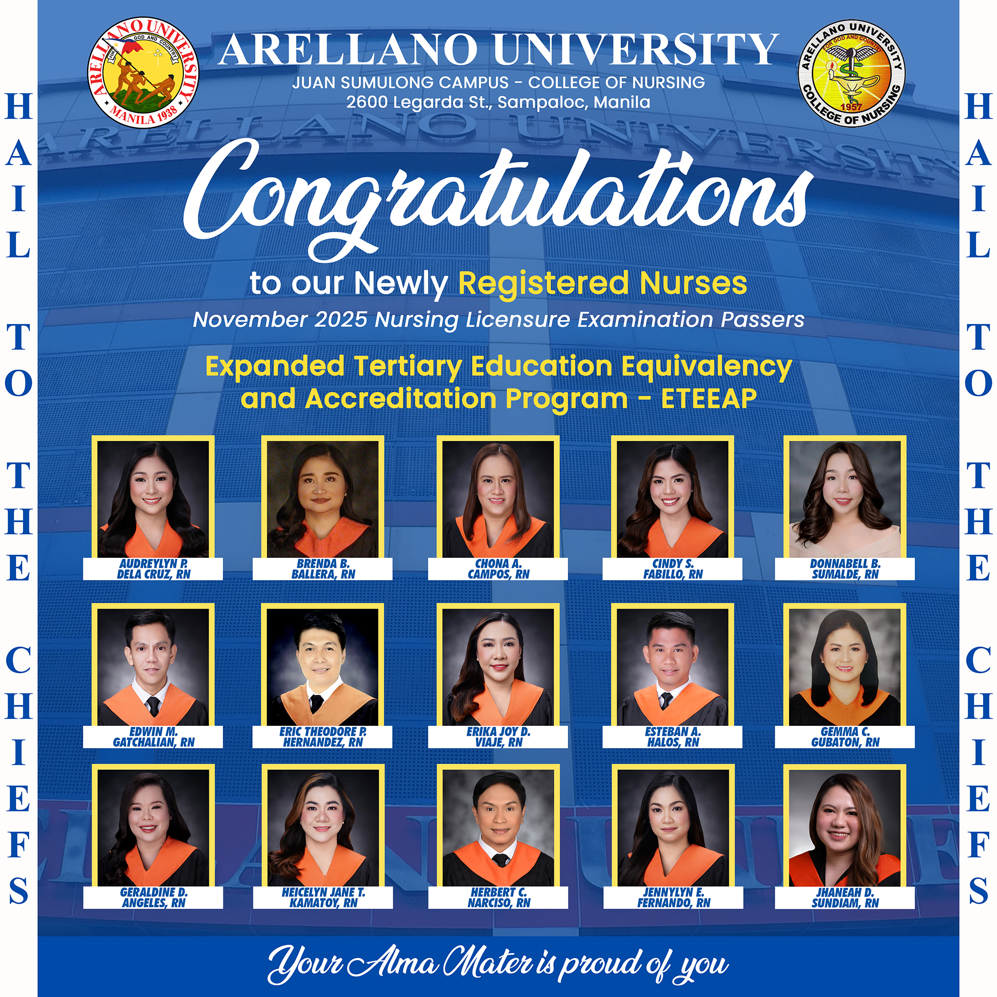 Dreams Realized at Any Stage: 27 ETEEAP and 75 Regular Students Ignite Their Nursing Careers with a 94.55% Passing Rate